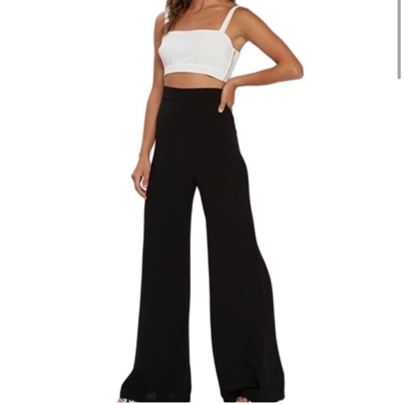 Flynn Skye Pants - Flynn Skye Wide Leg High Waist Trousers Black S